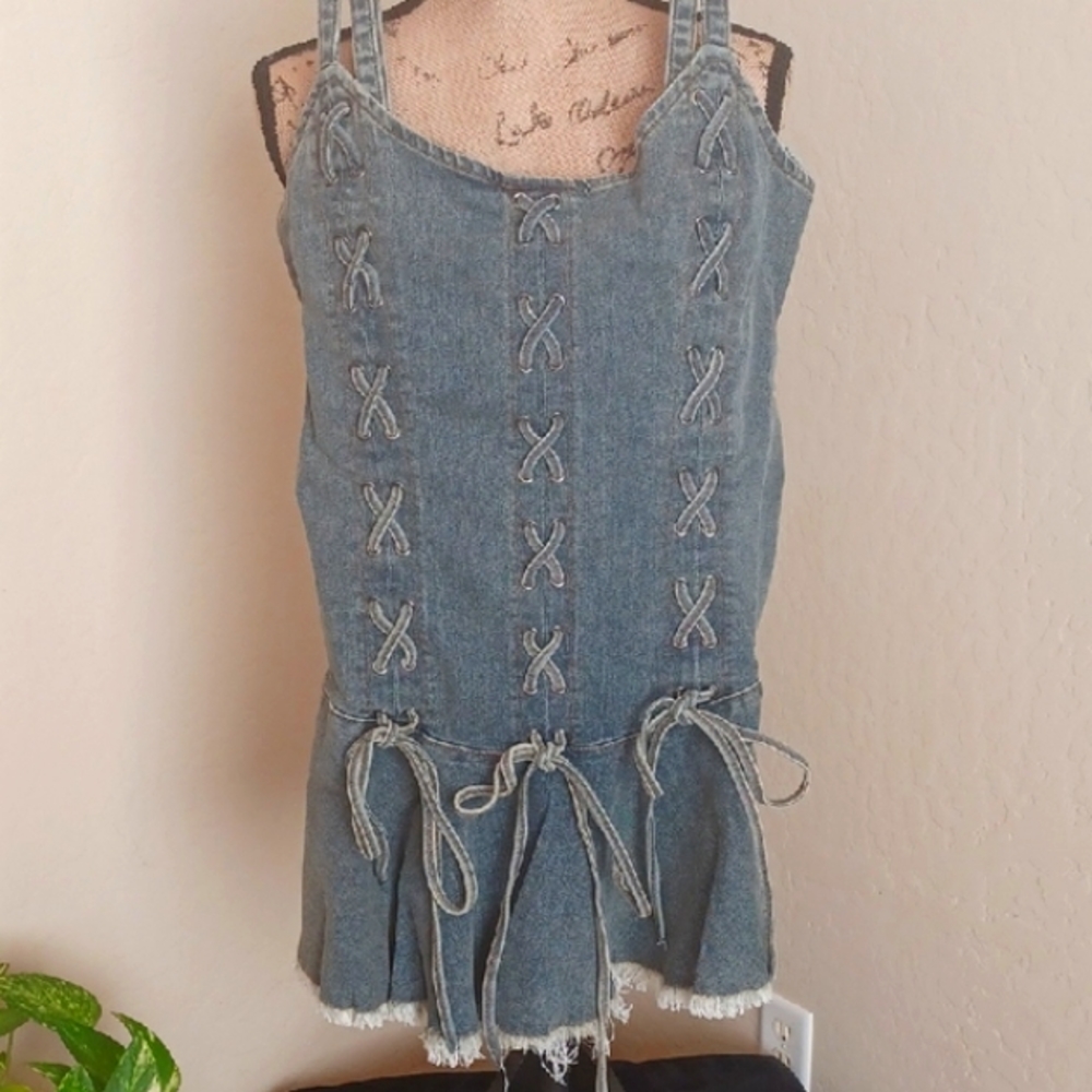 DOLLSKILL CURRENT MOOD XXL LITTLE MISS ATTITUDE MINI DRESS DENIM